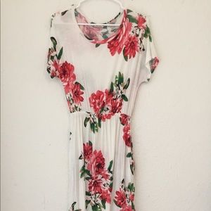 white floral midi dress